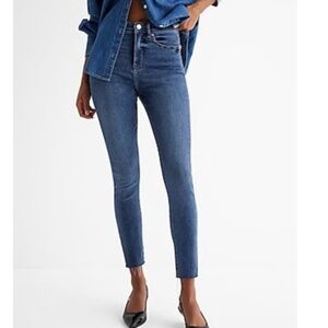 Express High Waisted Raw Hem Skinny Jeans